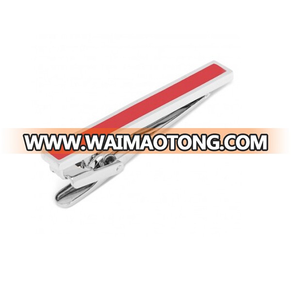 Red Enamel Inlaid Short Tie Clip