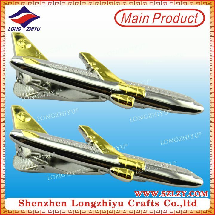 Mini Airplane Metal Dual Plating Tie Clips